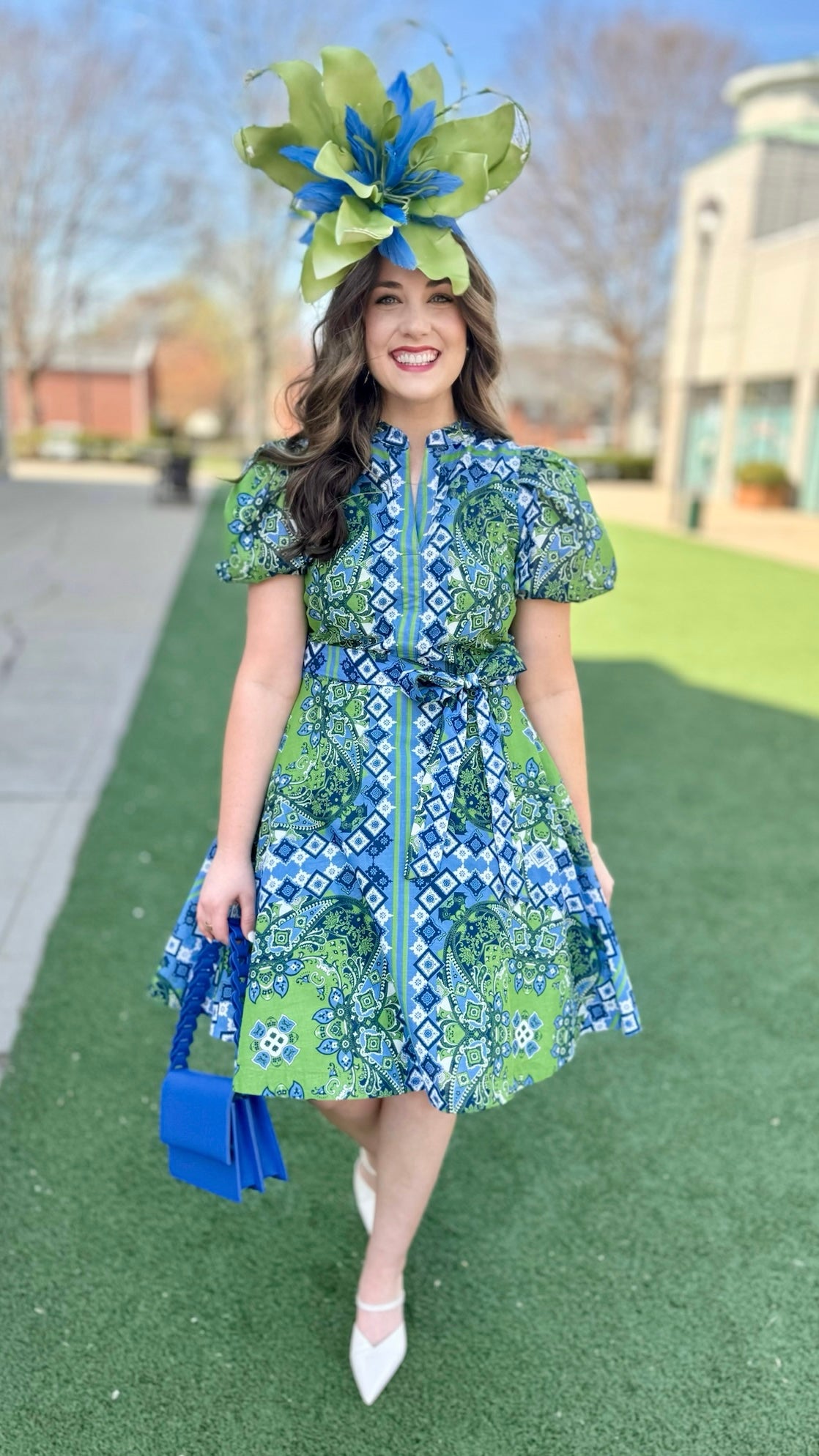 Jude Connally Paisley Dress - Bonita Scarf Cornflower
