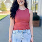 Another Love Cleo Micro-Ribbed Tank - Cedar