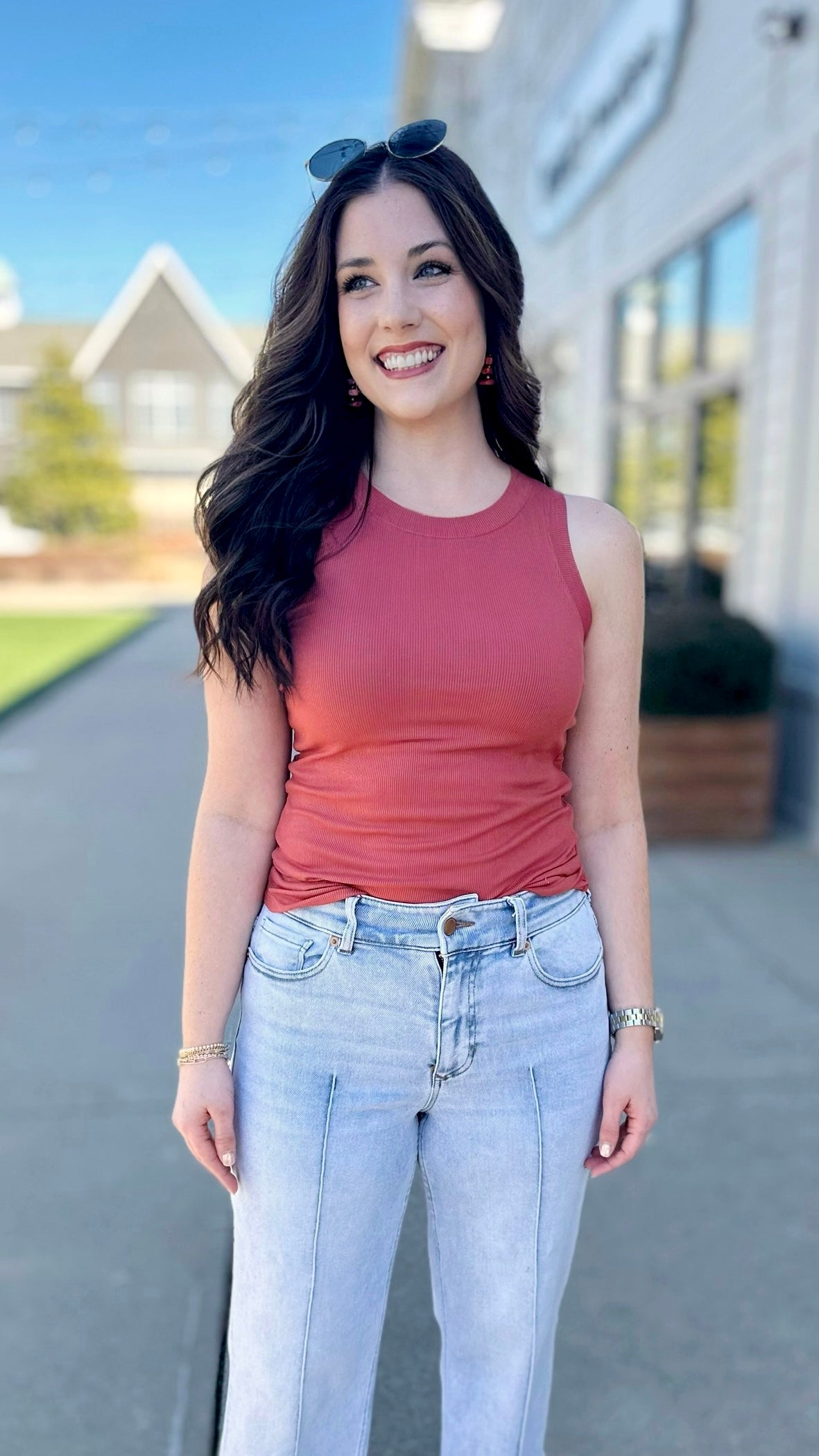 Another Love Cleo Micro-Ribbed Tank - Cedar