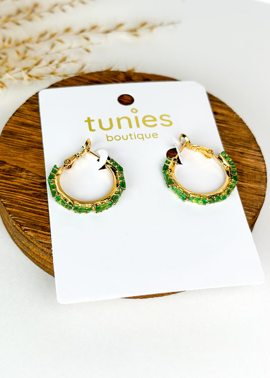 Everyday Huggie Hoop Earrings - Green