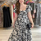 Theresa  Print Midi Dress - Black/White