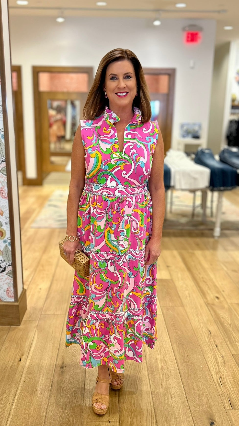 Tabi Midi Dress - Pink Multi