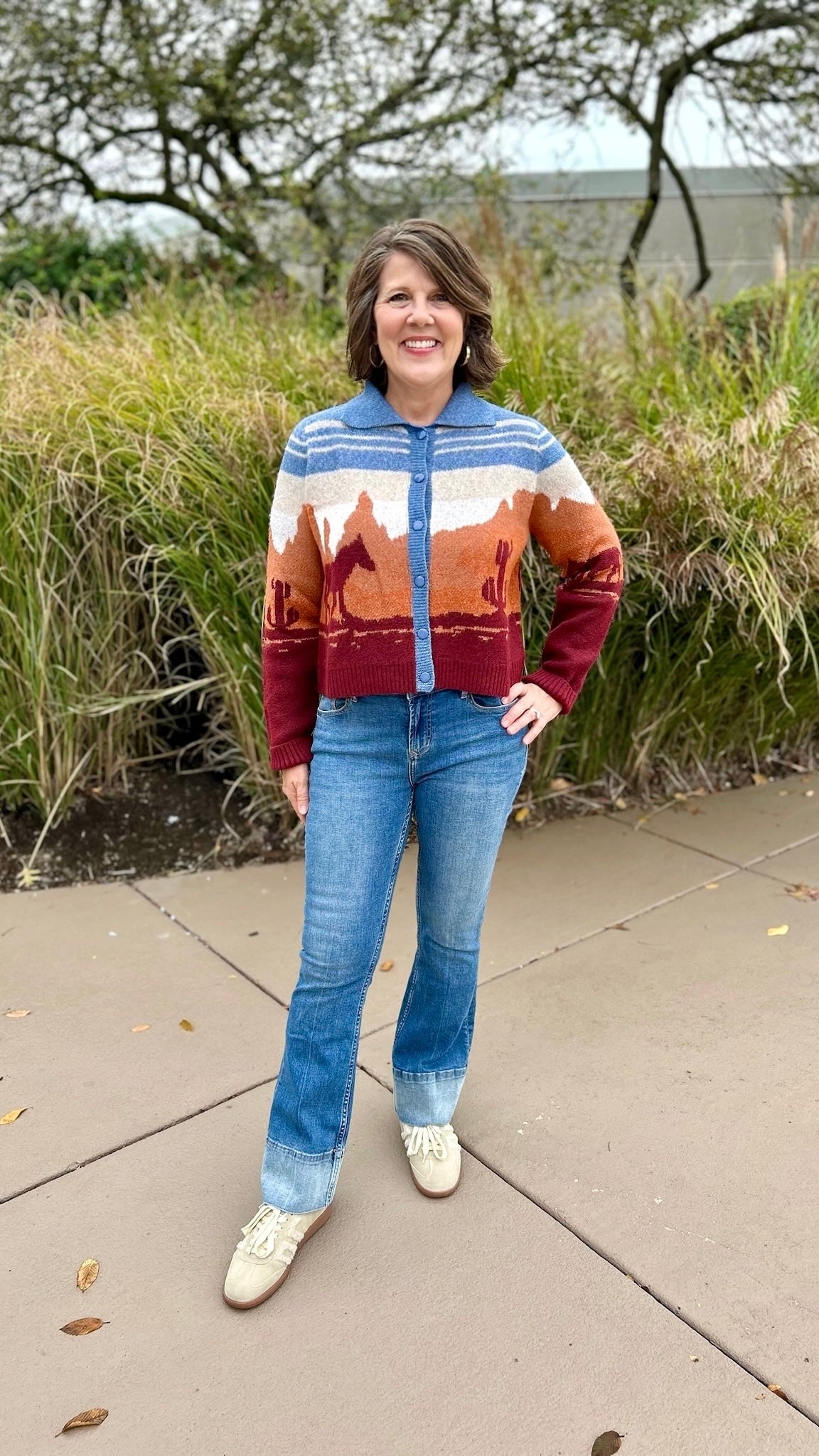 Western Cardigan - Blue Multi