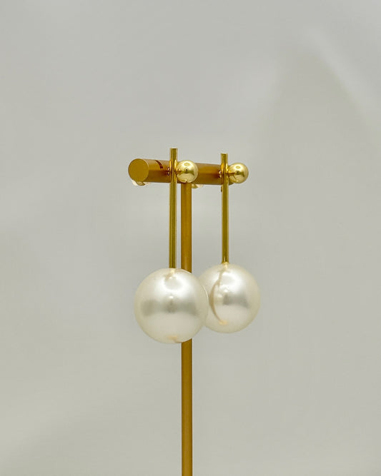 Large Pearl Post Drop Earrings