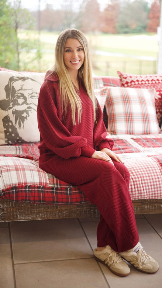 Layla Leisure Pants - Wine