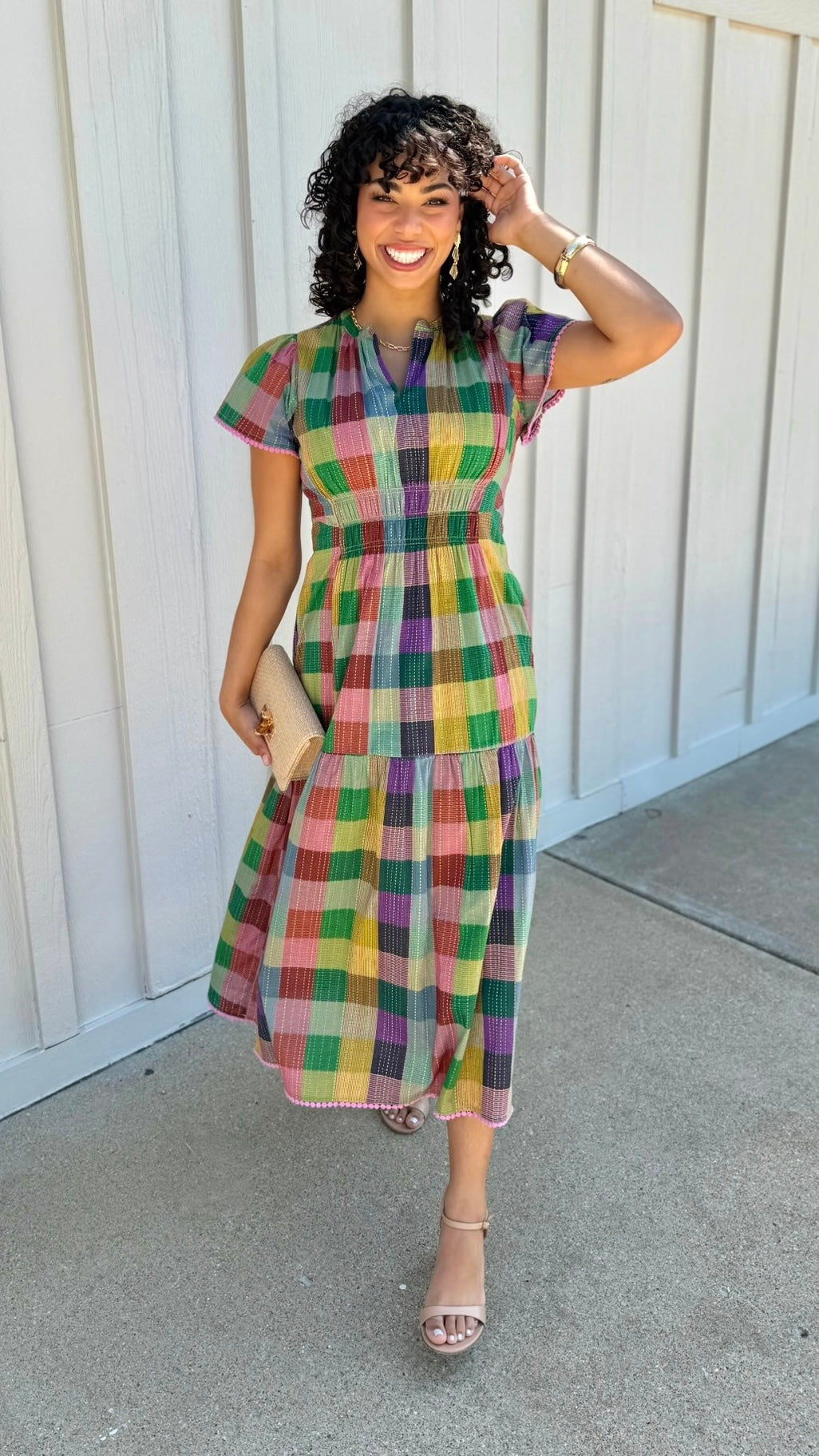 Uncle Frank Shirred Front Dress - Plaid