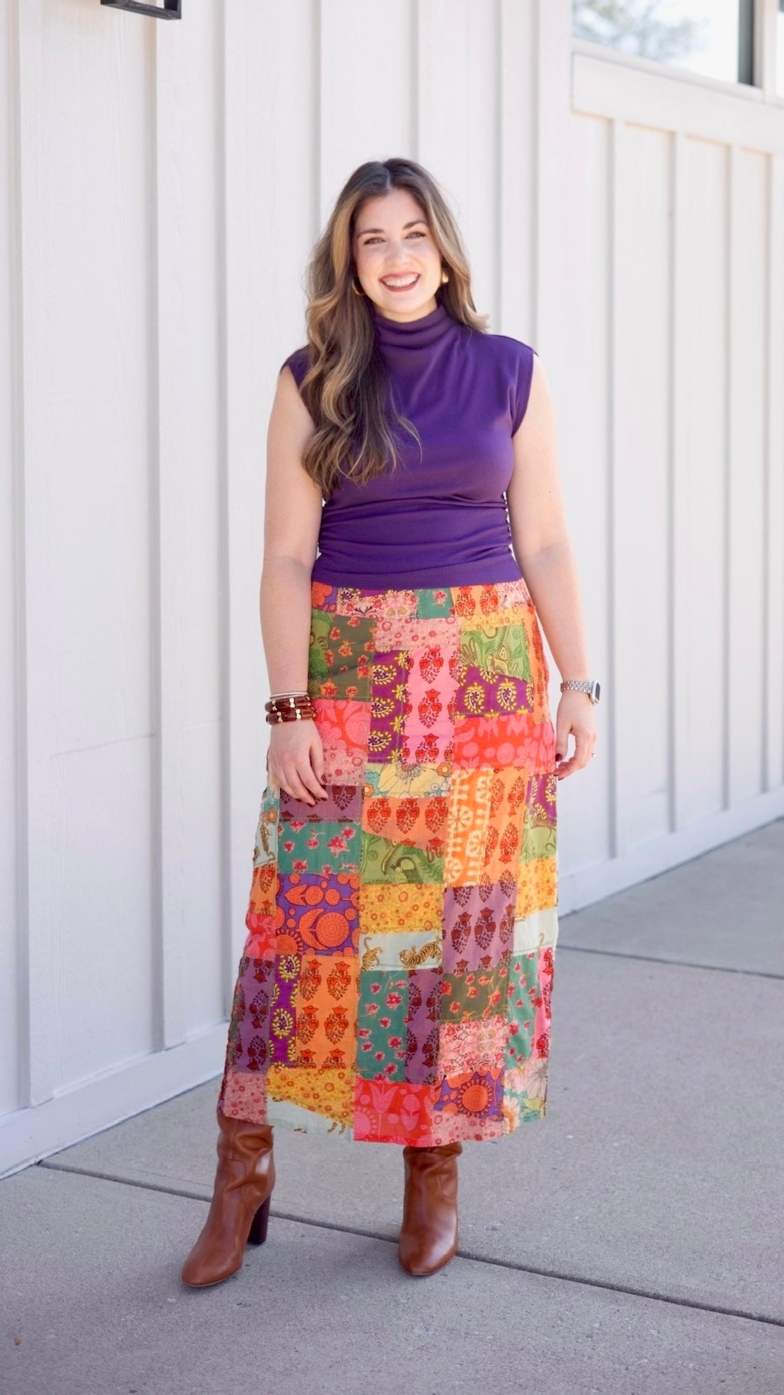 Michael Stars Amara Mock Neck Power Shoulder Top - Mulberry