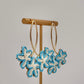 Oval & Flower Raffia Earrings - Turquoise