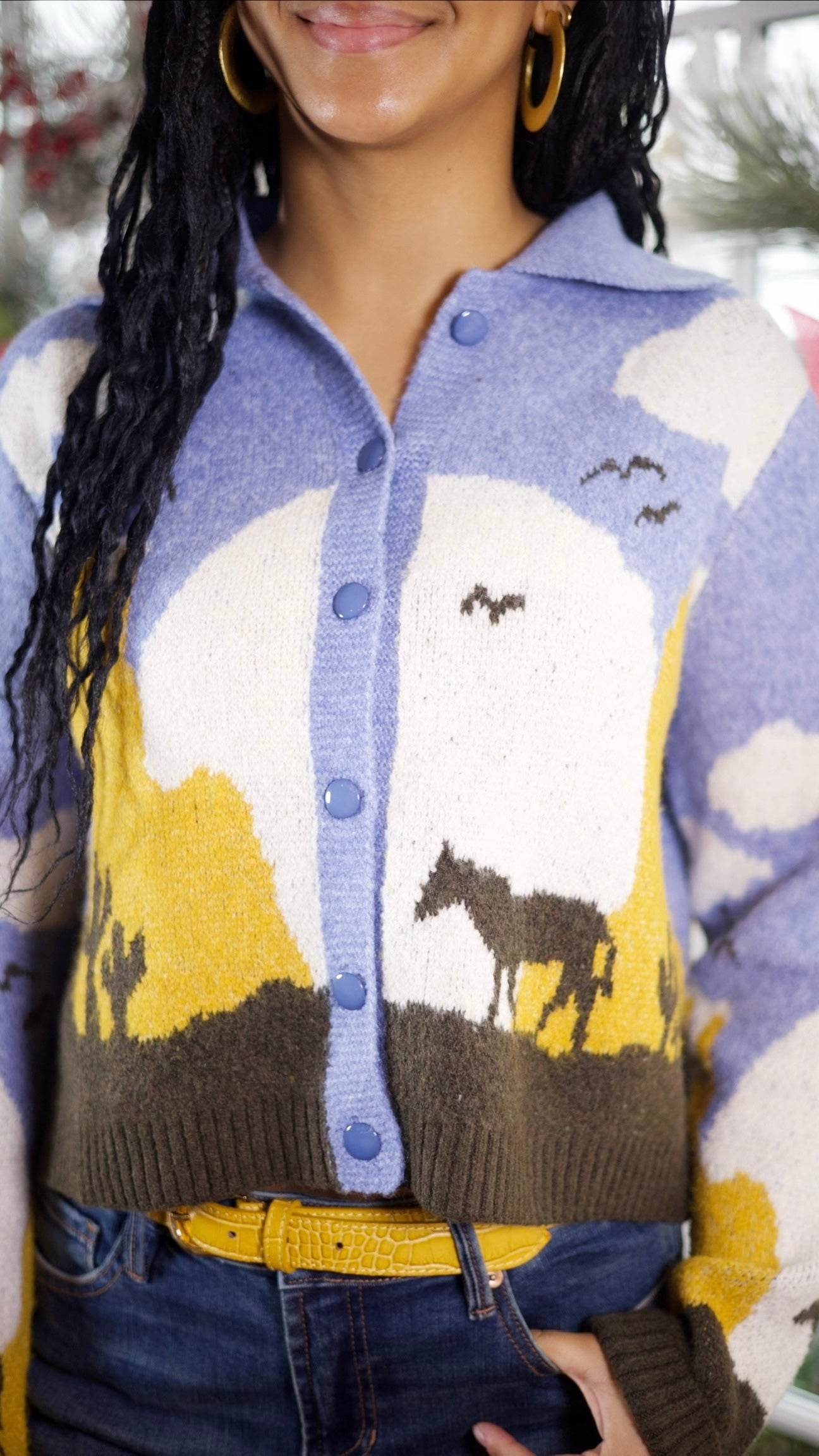 Horse & Cactus Cardigan Sweater