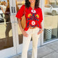 Lisa Floral Embroidered Top - Red