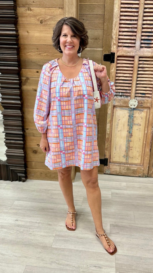 Uncle Frank Big Roses Dress - Plaid
