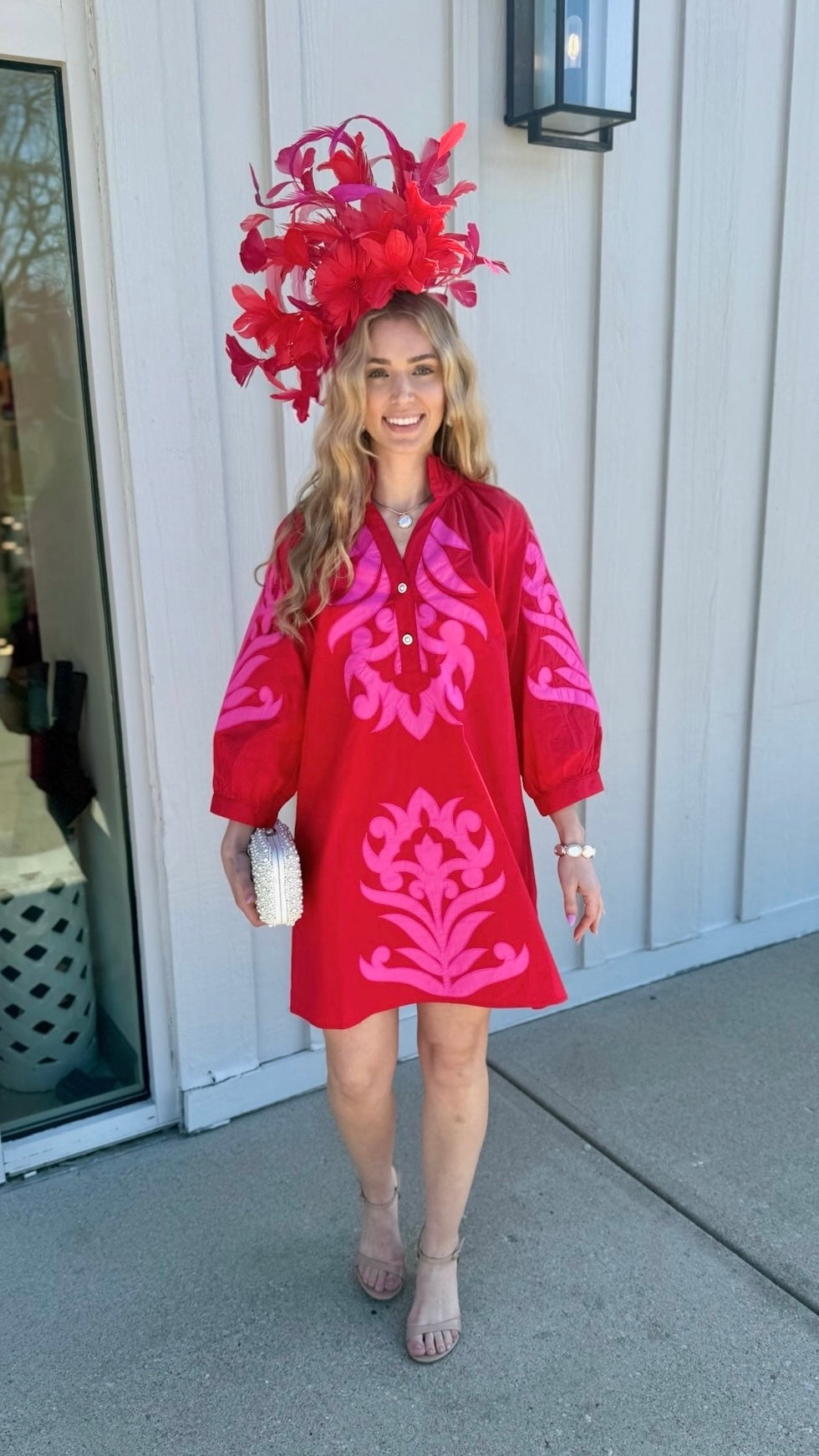 Clarissa Dress - Red & Pink