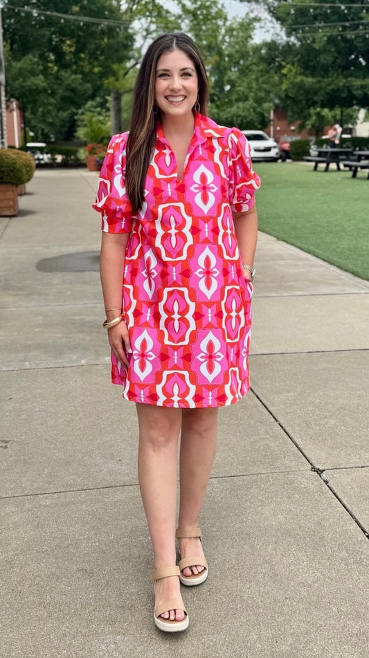Jude Connally Emerson Dress - Butterfly Tile Sorbet