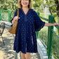 Tulip Ruffle Sleeve Dress - Indigo