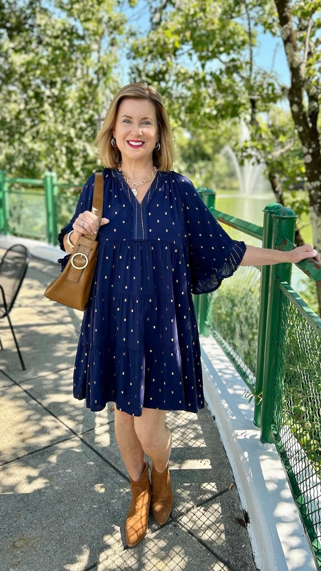 Tulip Ruffle Sleeve Dress - Indigo
