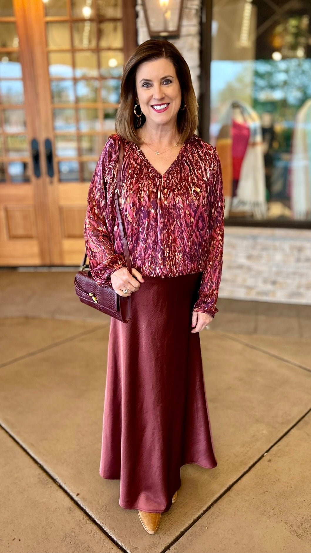 Dear John Piaf Top- Pomegranate