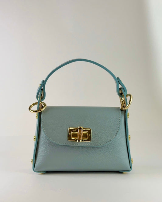 Gold Ring Leather Mini Bag - Light Blue
