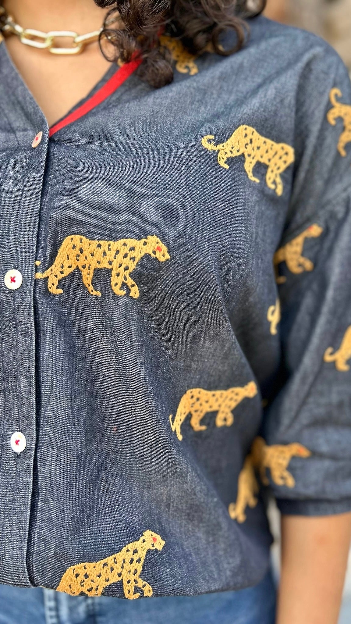 Lizzie Embroidered Cats Top