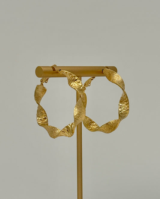 Gold Ribbon Hoops