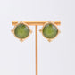 Olive Round Stone Earrings