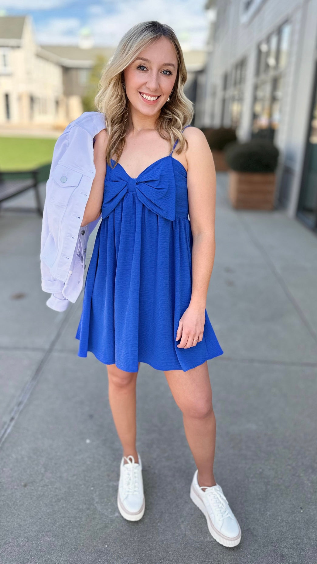 Little Blue Bow Babydoll Dress
