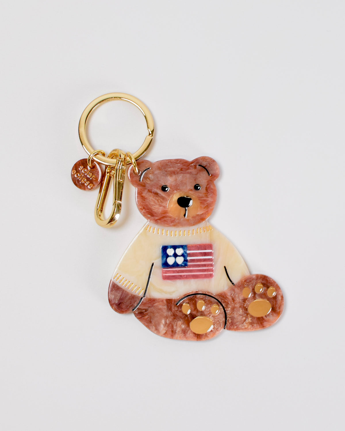 Hand-Painted Americana Teddy Bear Keychain