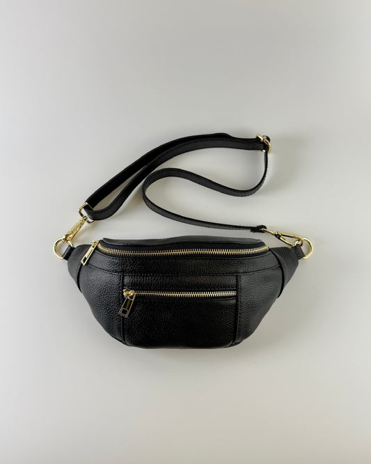 German Fuentes Leather Sling Bag - Black