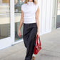 Sierra Satin Long Skirt - Black