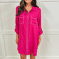 Evelynn Embroidered Button Down Dress - Fuchsia