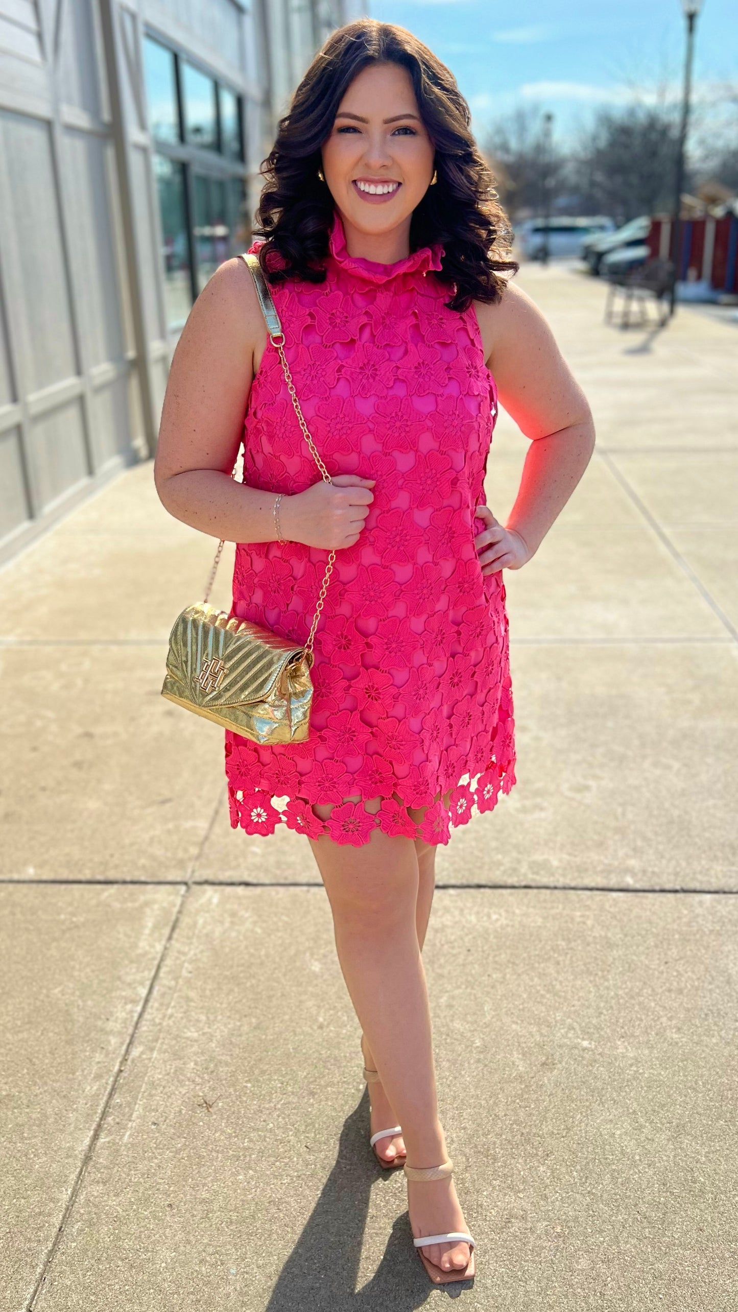 Pink Floral Lace Dress