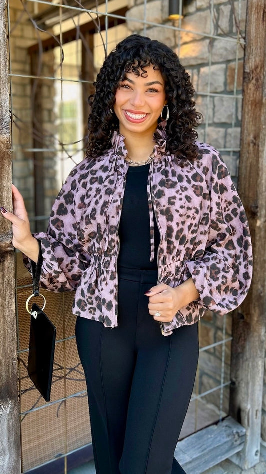 Cloe Animal Print Zip Jacket