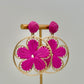 Raffia Flower Earrings - Fuchsia