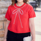 Pearl Bow Top - Red