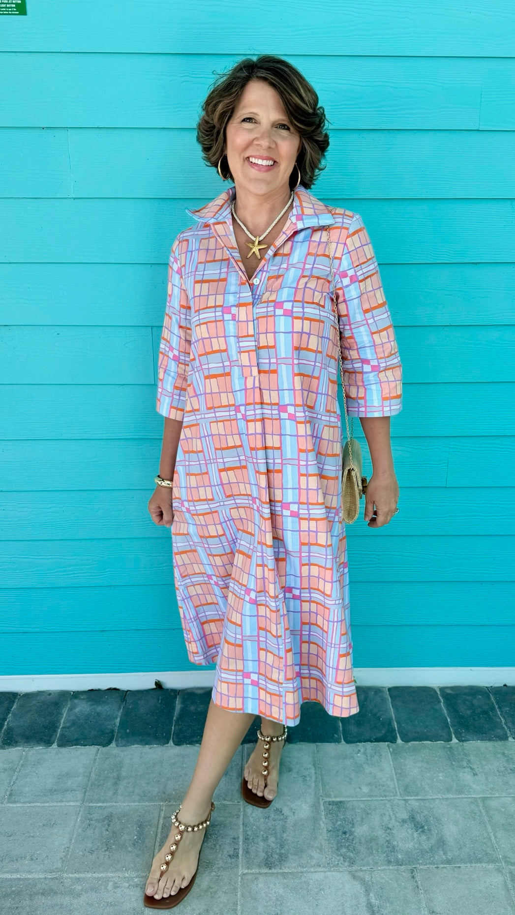 Uncle Frank Plaid Midi Swing Dress - Multi