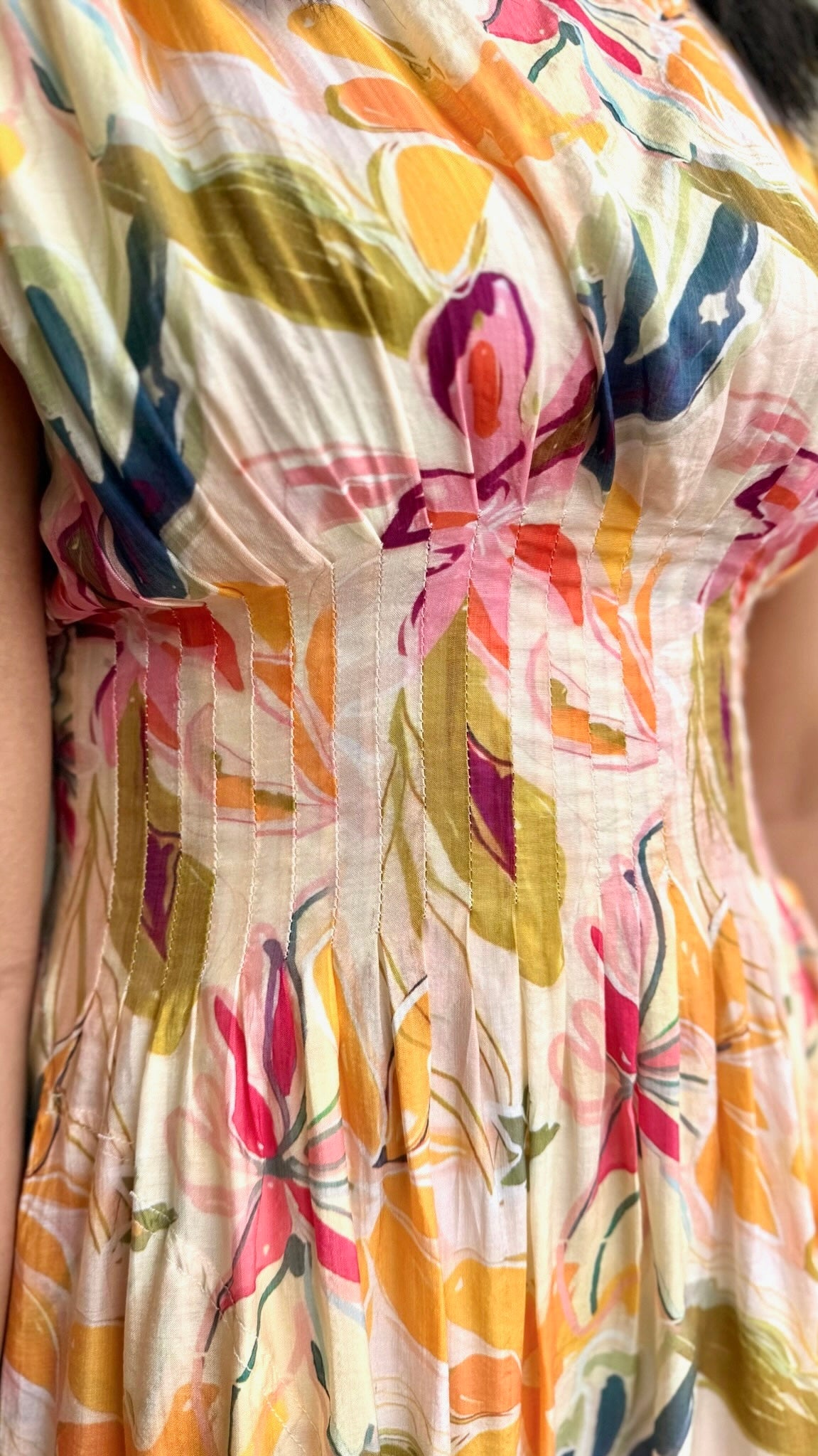 Helena Midi Dress - Tangerine Mix