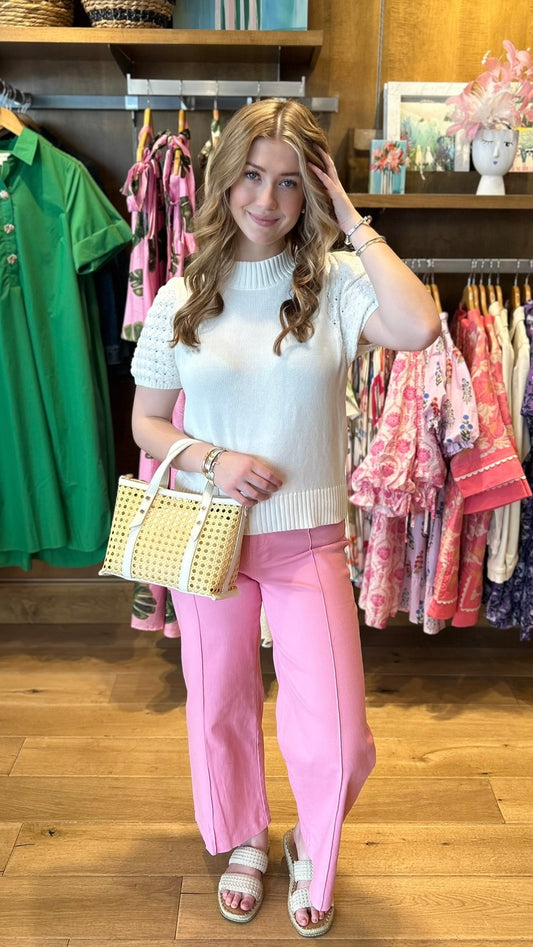 Pull On Denim Pant - Pink