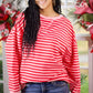 Calla Striped Pullover - Red/Pink