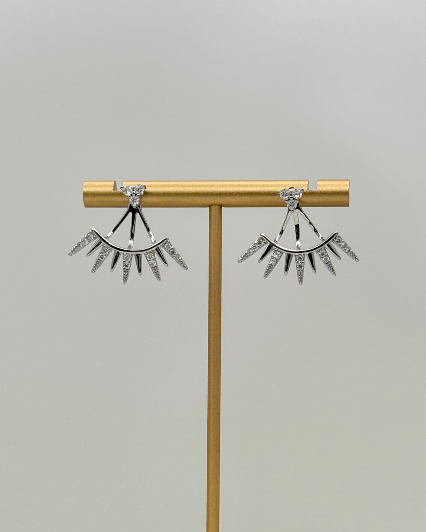 Rhinestone Spider Leg Earrings - Silver