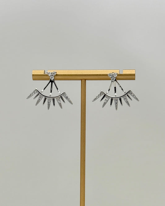 Rhinestone Spider Leg Earrings - Silver