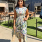 Helena Midi Dress - Navy/ Mint