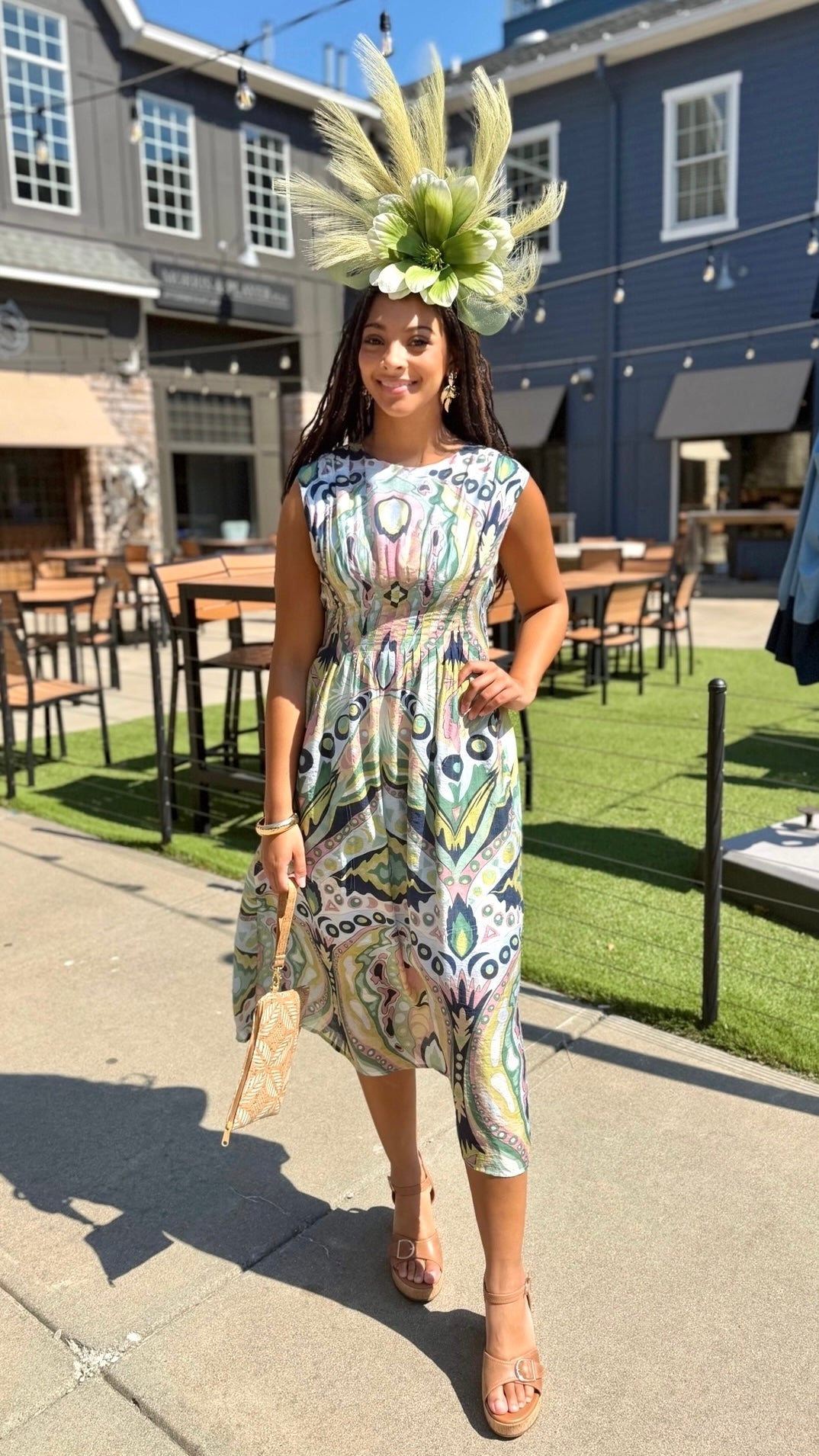 Helena Midi Dress - Navy/ Mint