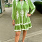 Abstract Floral Dress - Green