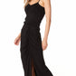 Bobi Shiloh Shirred High Slit Skirt - Black