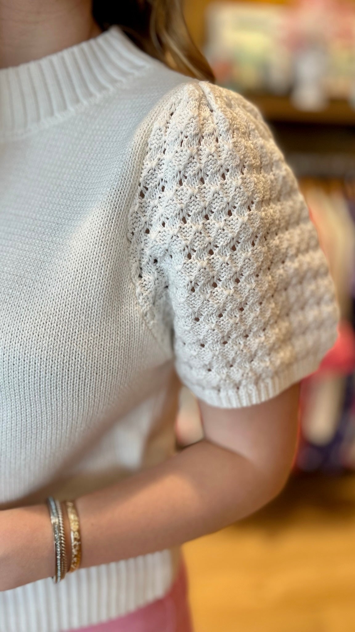 Genevieve Crochet Sweater - White