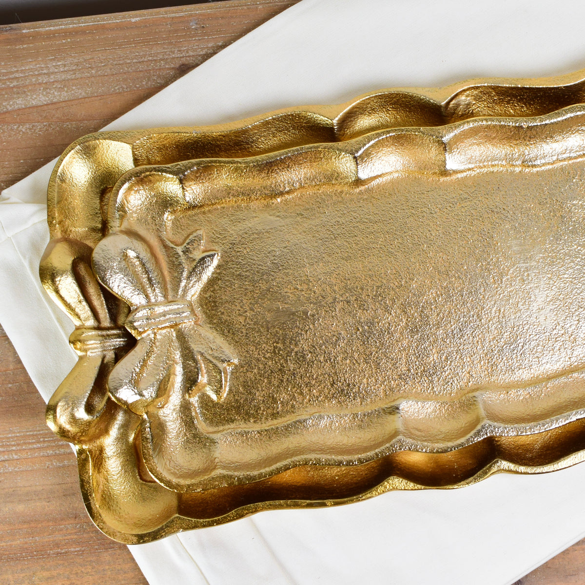 Gold Tray With Bow - Large