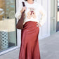 Sierra Satin Long Skirt - Burgundy