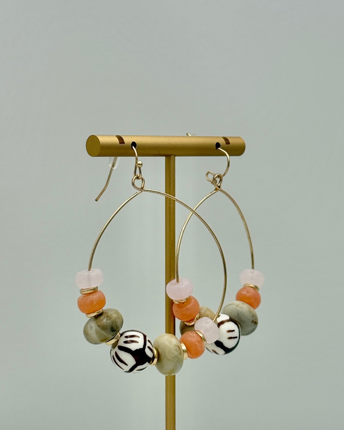 Mixed Ceramic Bead Hoop Earrings