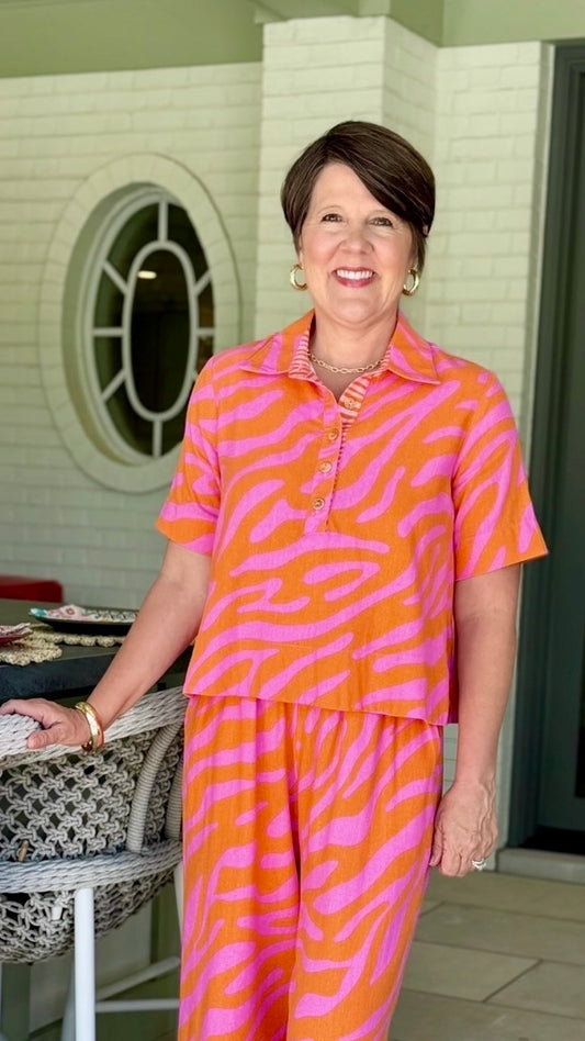 Ivy Jane Swing Popover Top - Tangerine