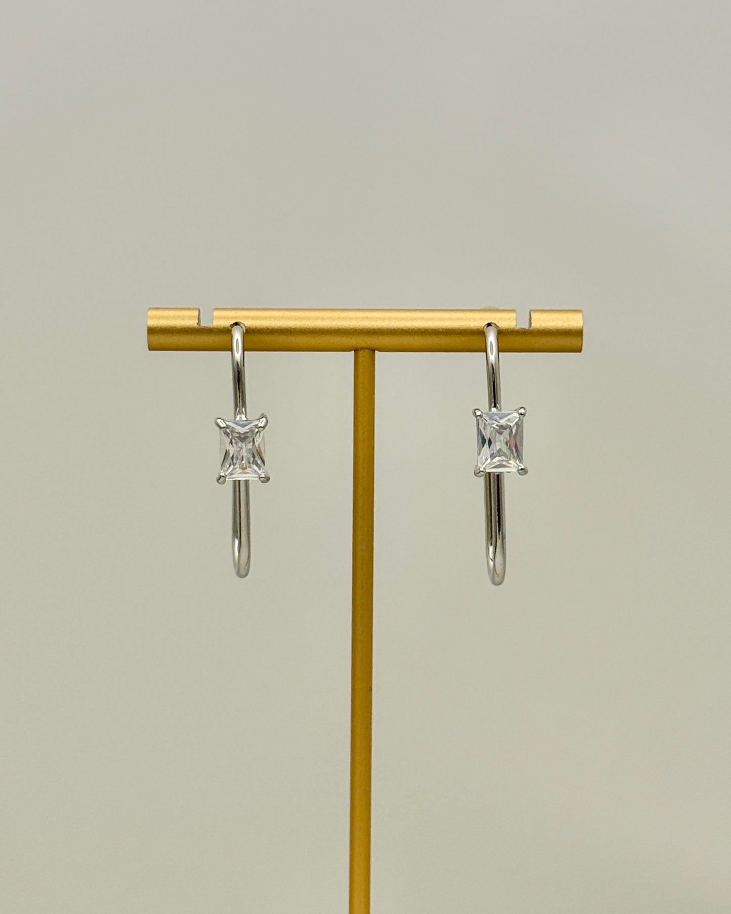 Silver & Crystal Hook Earrings