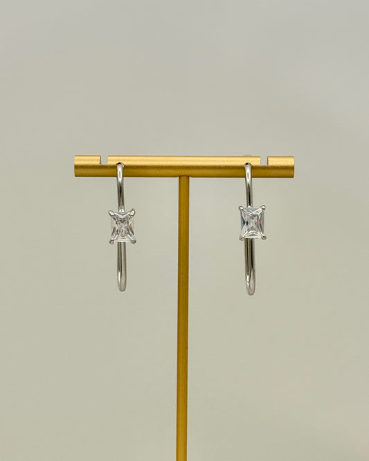 Silver & Crystal Hook Earrings
